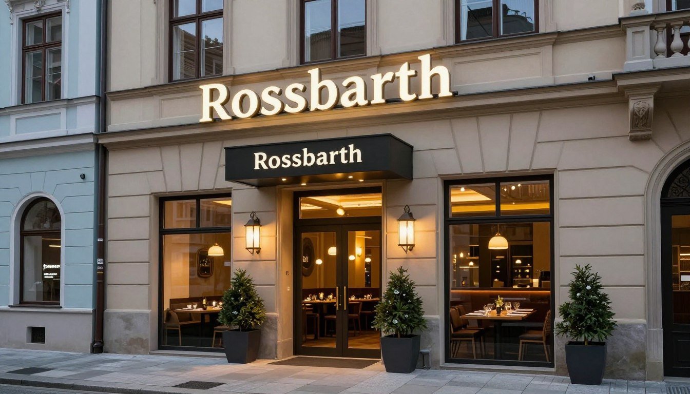 Exterior of Rossbarth restaurant in Linz with its historic facade