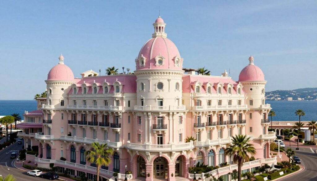 The Best Hotels in Nice 1 Exterior view of Le Negresco hotel on Promenade des Anglais in Nice