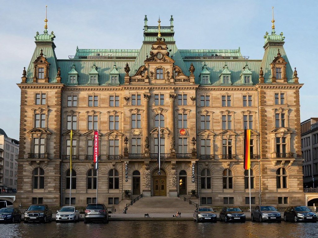 The Best Hotels in Hamburg 4 Fairmont Hotel Vier Jahreszeiten historic facade on Binnenalster lake
