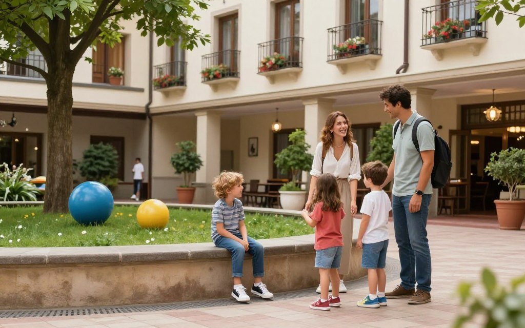 Family enjoying Differdange hotel and attractions