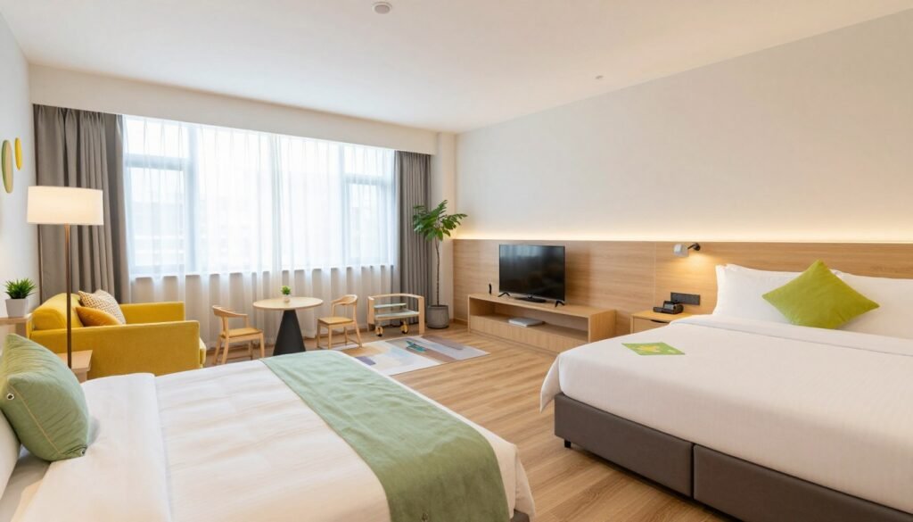 Family-friendly hotel room with extra space and child-safe amenities