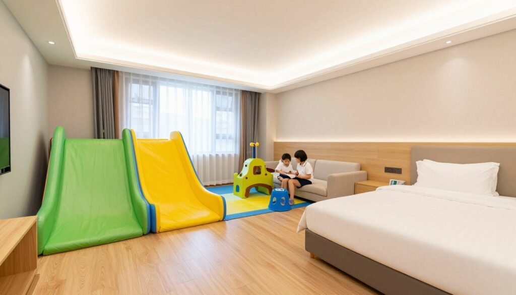 Family hotel room with connecting spaces