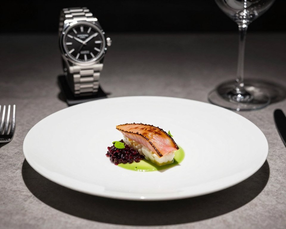 Fine dining presentation at F.P. Journe Restaurant