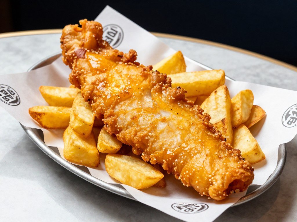 Fish Central's perfectly battered cod and chips in London England
