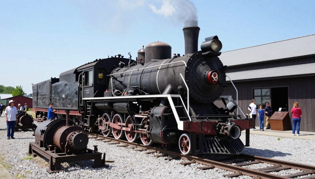 Fond-de-Gras railway park with historic trains