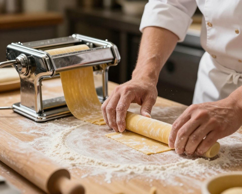 Fresh Italian pasta being made at Geneva restaurant