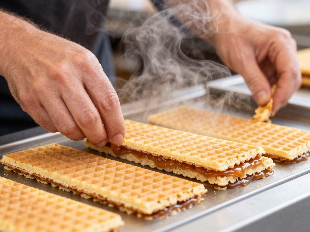 Popular Restaurants in Amsterdam 5 Fresh stroopwafels being made at a market stall in Amsterdam