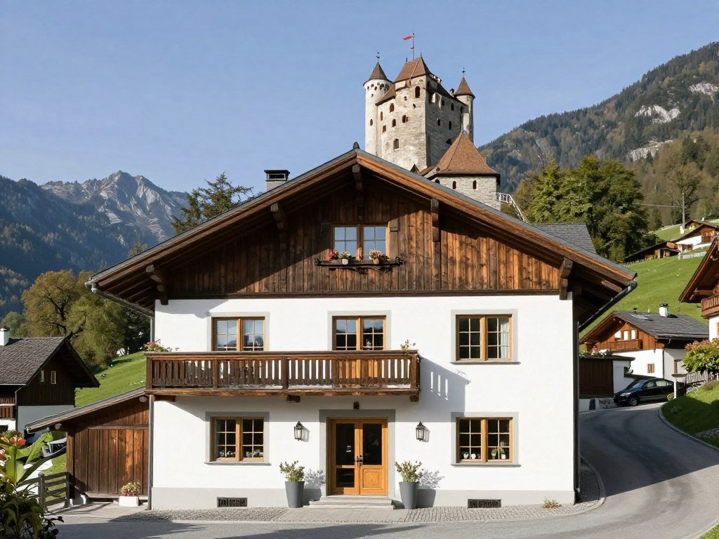 The Best Hotels in Balzers 4 Gästehaus Gutenberg building below castle in Balzers