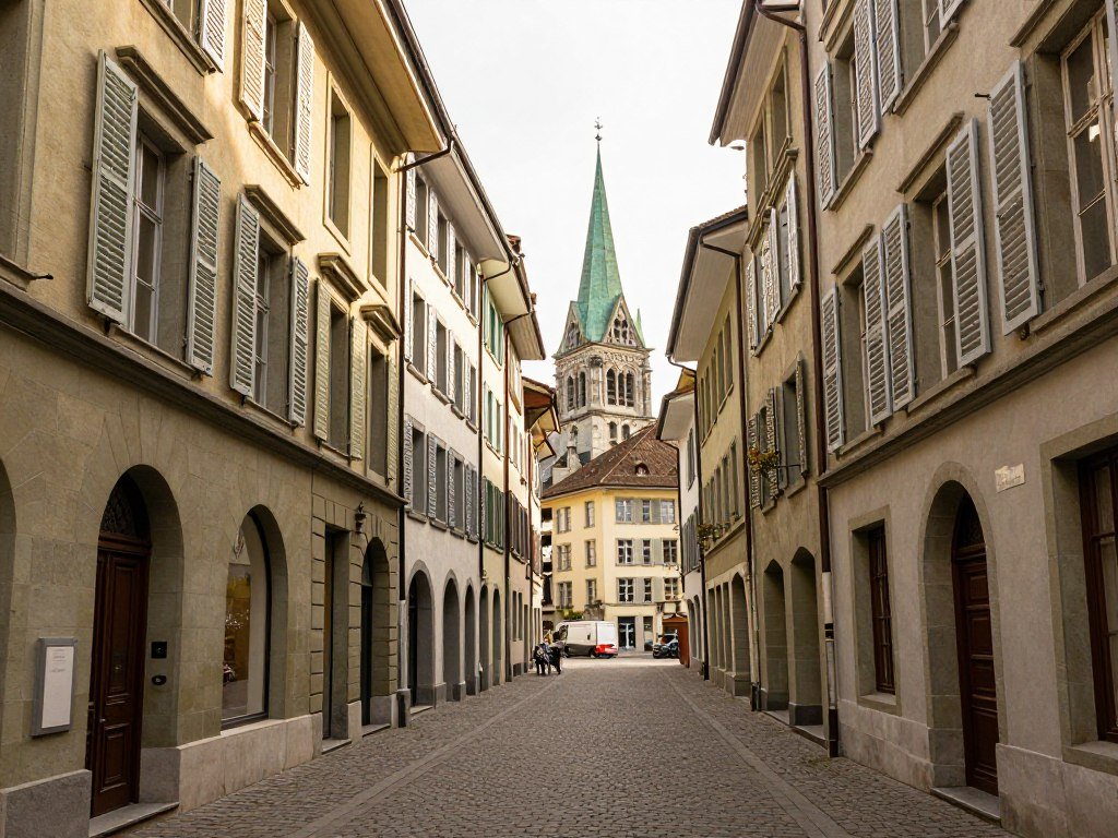 Geneva Old Town cobblestone streets with historic buildings and Saint-Pierre Cathedral