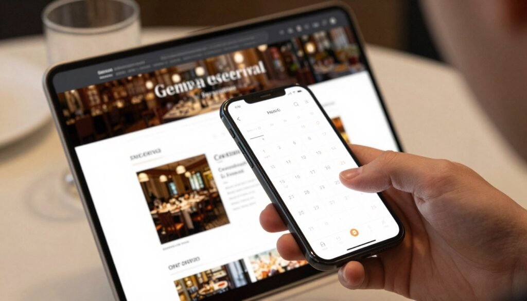 Geneva restaurant reservation being made