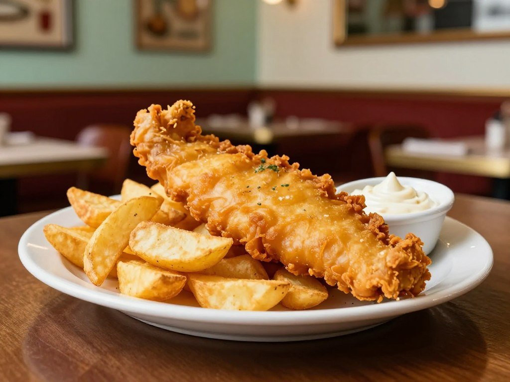 Golden Union fish and chips in Soho, London England