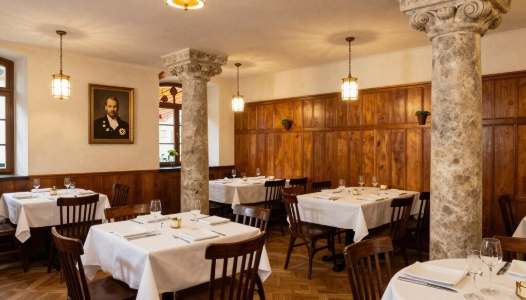 The Best Restaurants in Linz 5 Göttfried restaurant's historic interior with wooden paneling