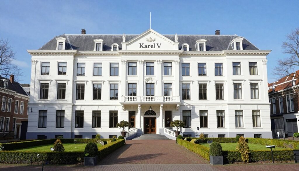 Grand Hotel Karel V exterior and gardens in Utrecht, Netherlands