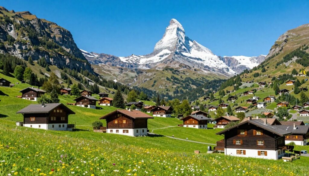 Grindelwald village with Eiger mountain backdrop
