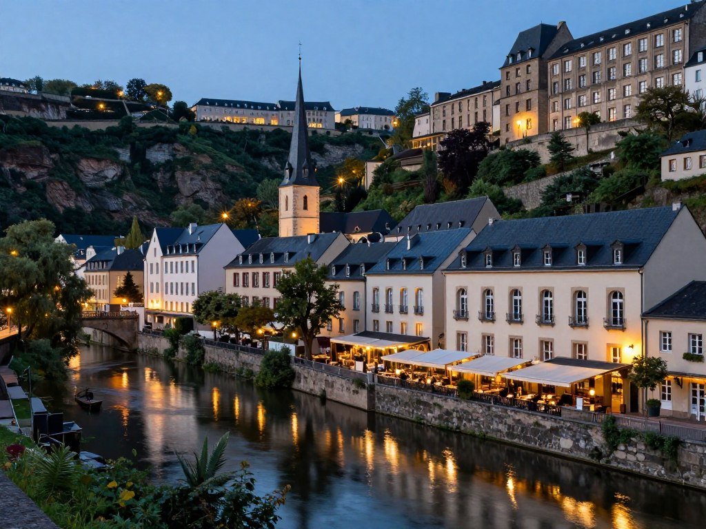 Grund Luxembourg riverside restaurants with valley views