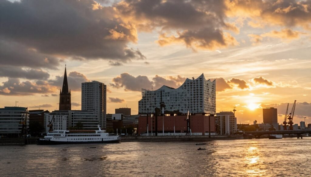 The Best Things to Do in Hamburg 36 Hamburg sunset over Elbe river with city skyline