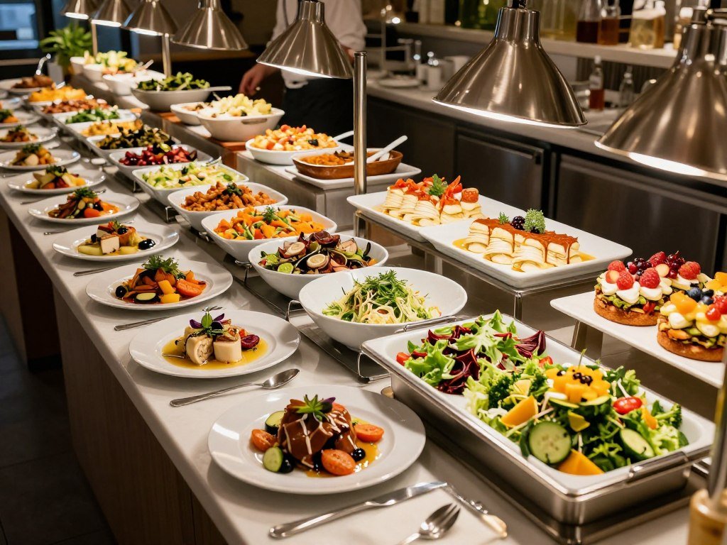 Haus Hiltl buffet with diverse vegetarian dishes
