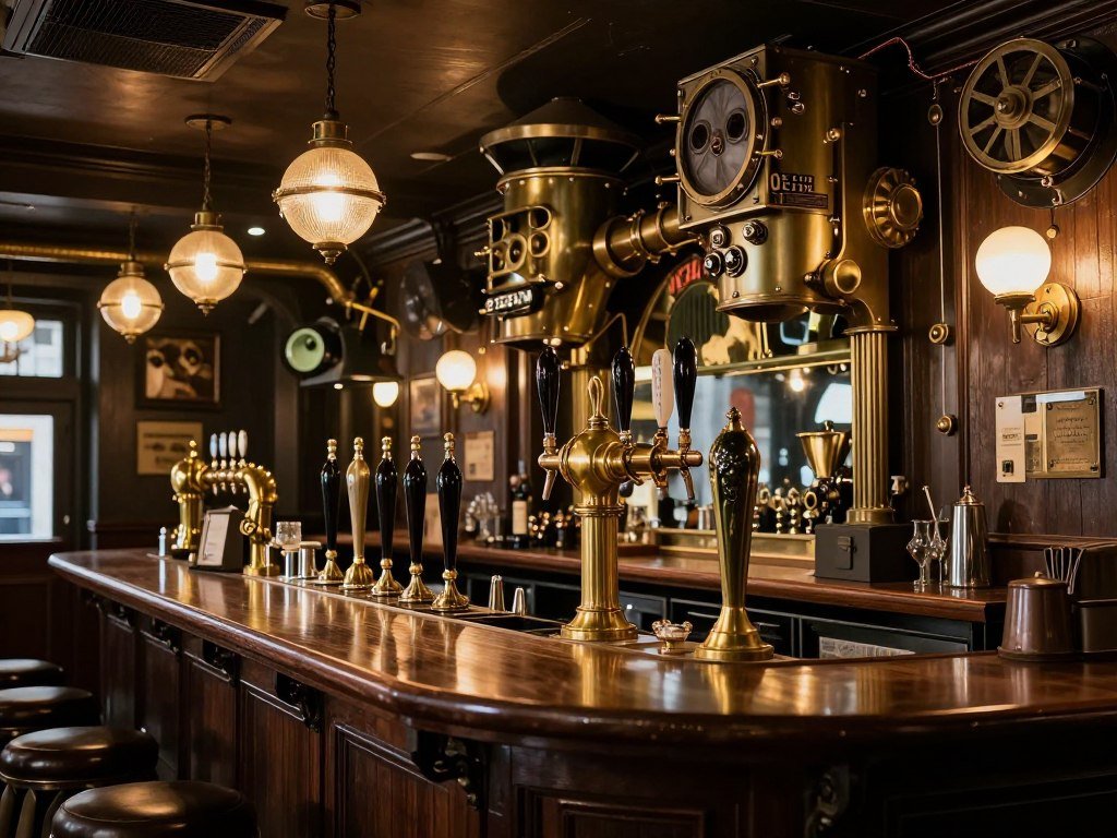 Head of Steam pub in Birmingham with its steampunk-inspired decor and extensive beer selection