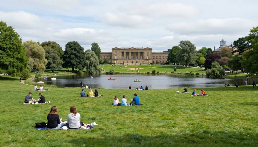 Heaton Park's beautiful landscape and boating lake