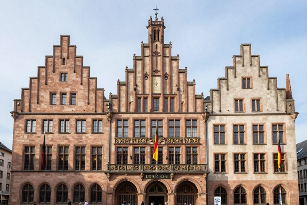 The Best Things to Do in Frankfurt 2 Historic Römer City Hall building with three distinctive stepped gable facades in Frankfurt