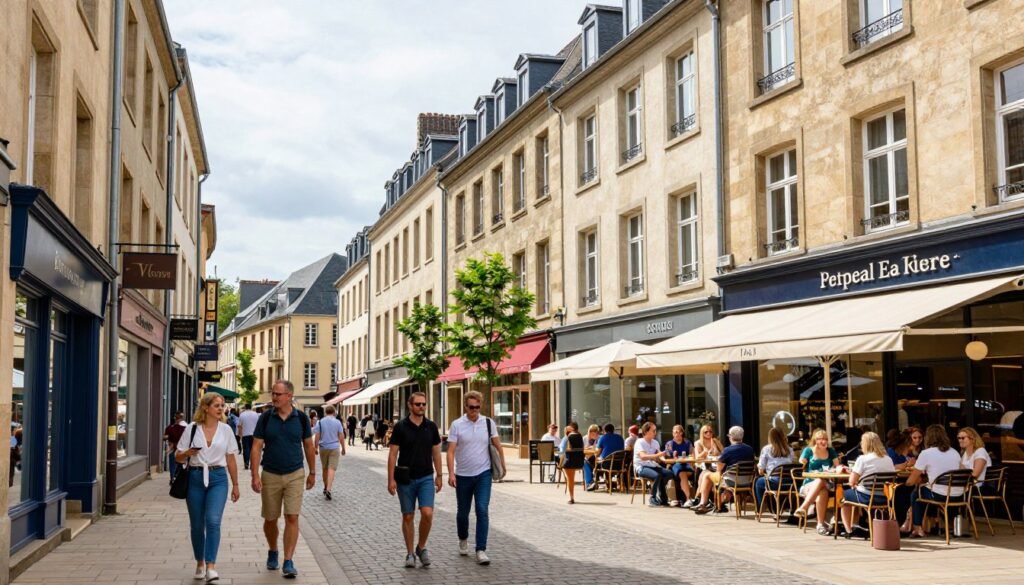 Historic downtown Esch-sur-Alzette with pedestrian shopping streets