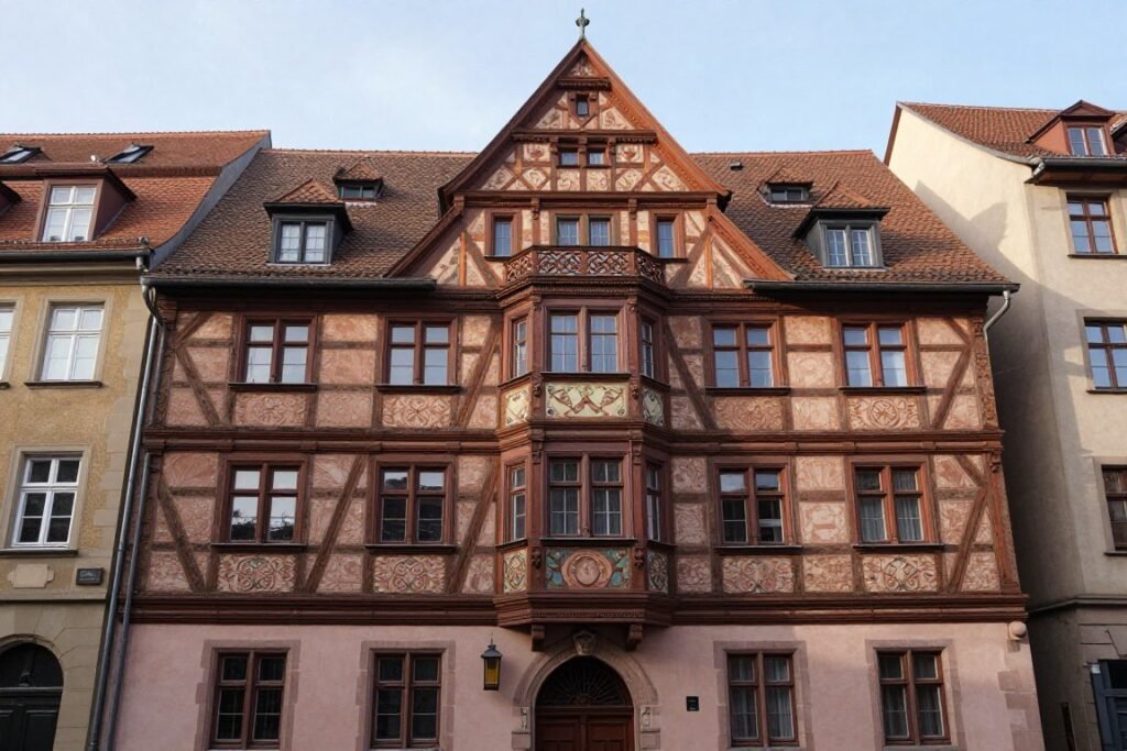 Historic hotel building facade in Nuremberg old town