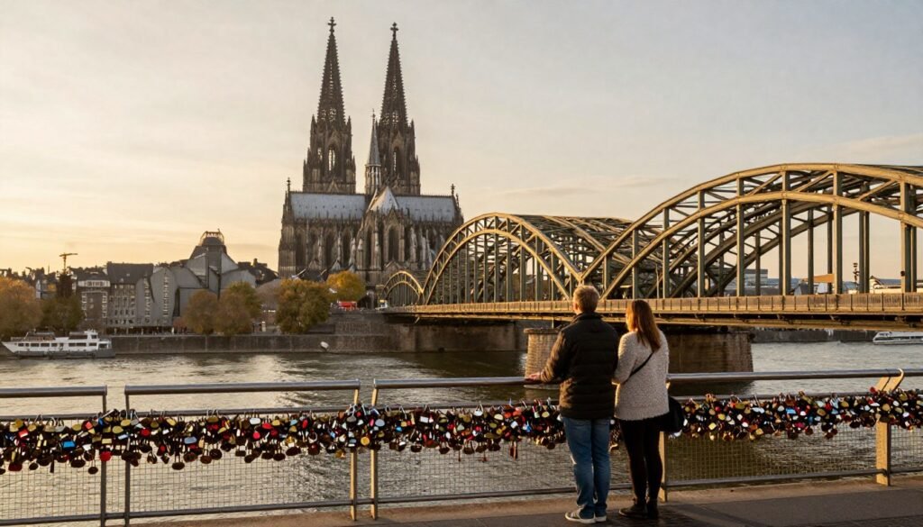 The Best Things to Do in Cologne 3 Hohenzollern Bridge covered with love locks and Cologne Cathedral in background