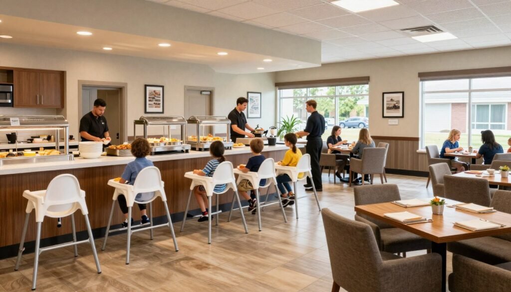 Homewood Suites Vienna family breakfast area with hotels in vienna dining options