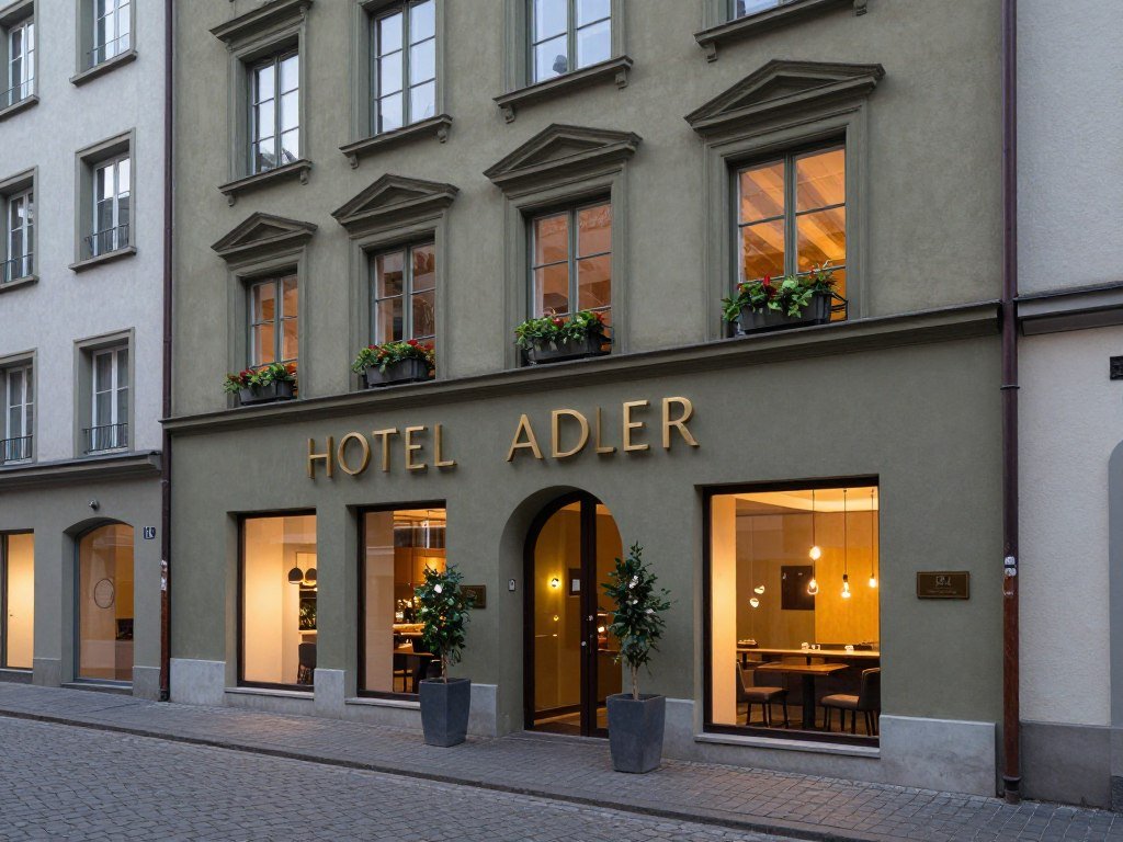 Hotel Adler Zurich traditional facade in Old Town