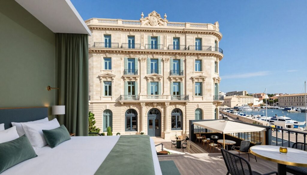 The Best Hotels in Marseille 9 Hotel Maison Saint Louis in Marseille showing the heritage building near the Old Port with Mediterranean-inspired rooms