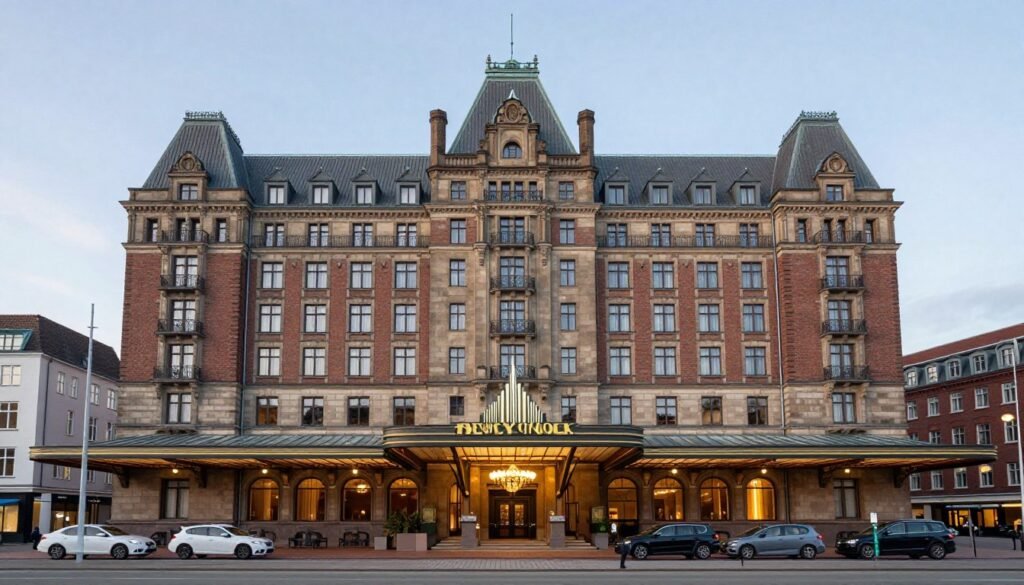 Hotel New York exterior and historic interior, a landmark hotel in Rotterdam Netherlands