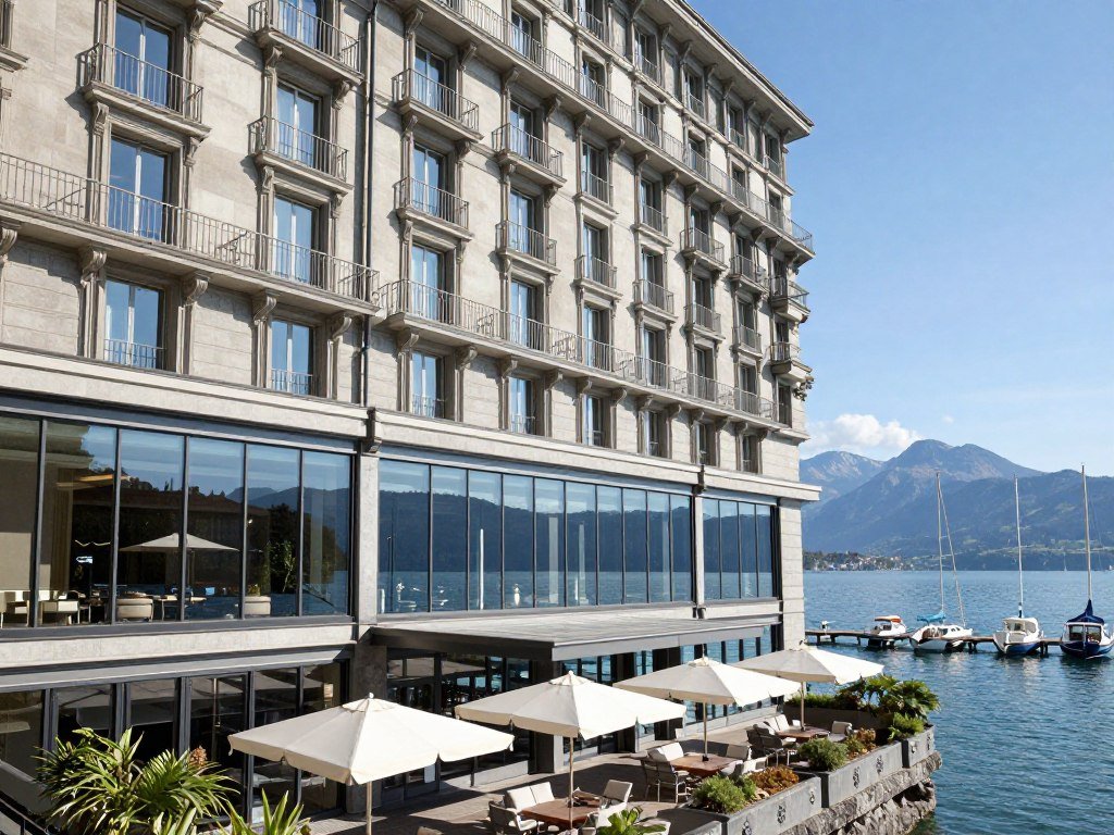 Hotel President Wilson luxury collection property on Geneva lakefront with mountain views