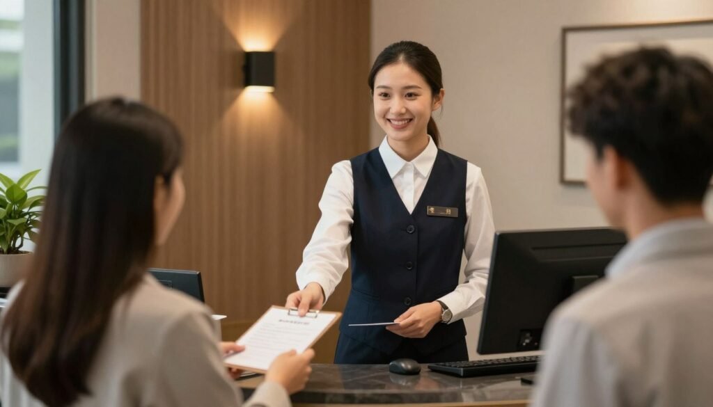 The Best Hotels in Vaduz 28 Hotel reception desk with staff assisting guests