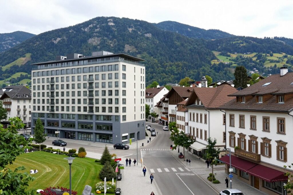 Hotels in Schaan town center with mountain backdrop