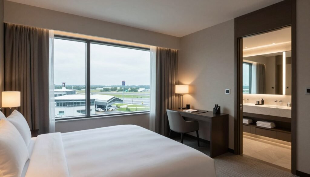Hyatt Regency Vienna airport hotel room with hotels in vienna view
