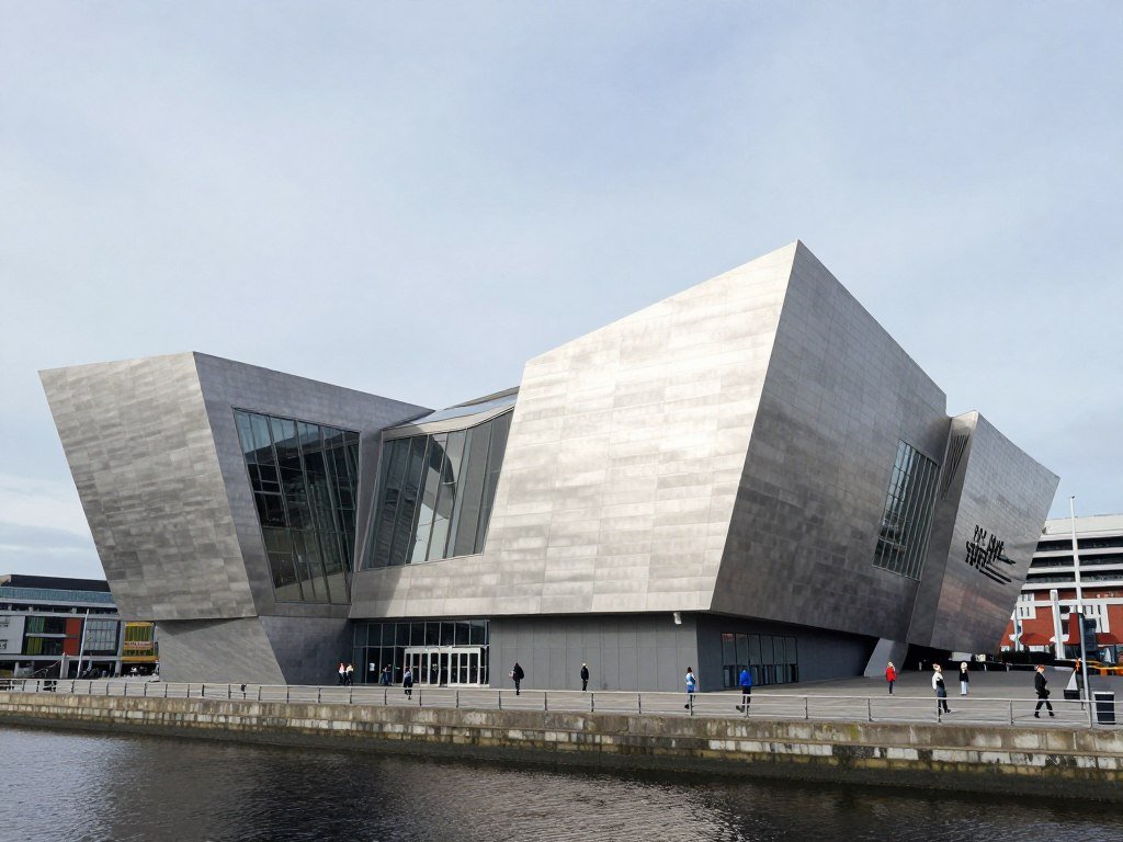 Imperial War Museum North's striking architecture on the Salford Quays
