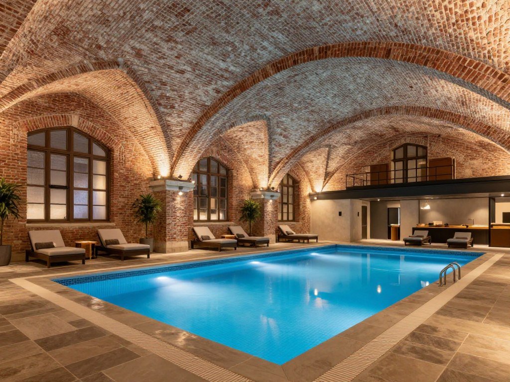 Indoor swimming pool at Hotel de Tuilerieen in Bruges