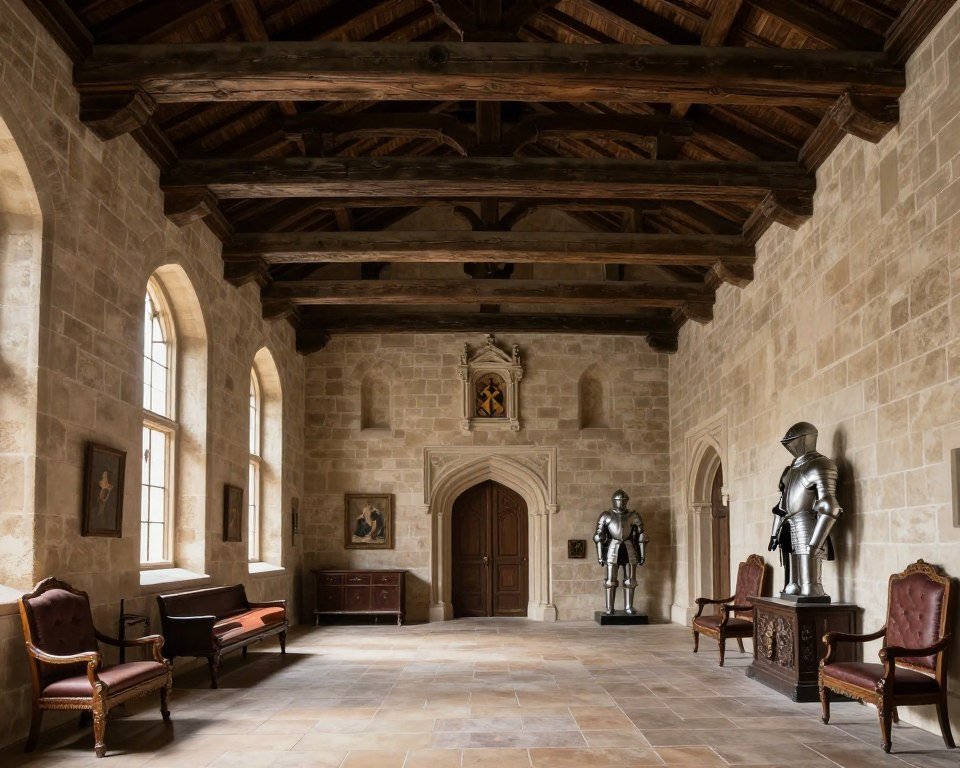 Inside Vianden Castle great hall
