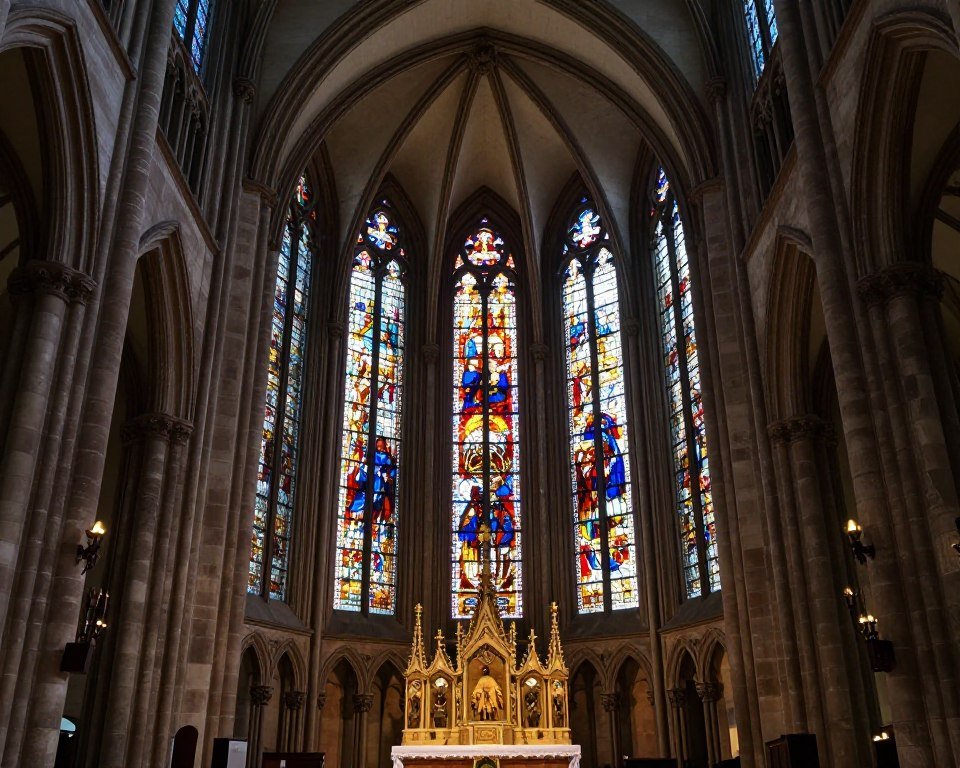 The Best Things to Do in Frankfurt 4 Interior of Frankfurt Cathedral showing Gothic vaulted ceilings and stained glass windows