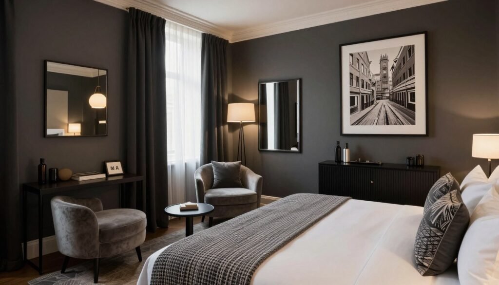 Interior of MAF Haarlem Boutique Hotel showing elegant room design