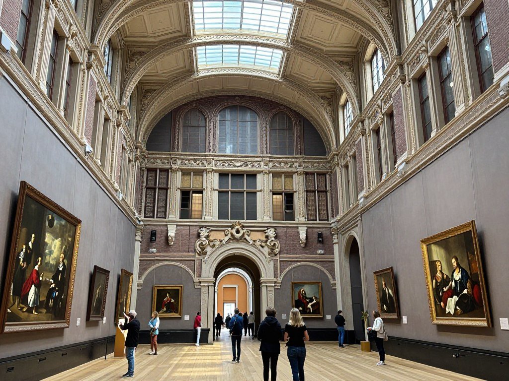 Interior of the Rijksmuseum in Amsterdam with visitors viewing Dutch masterpieces - things to do in Amsterdam