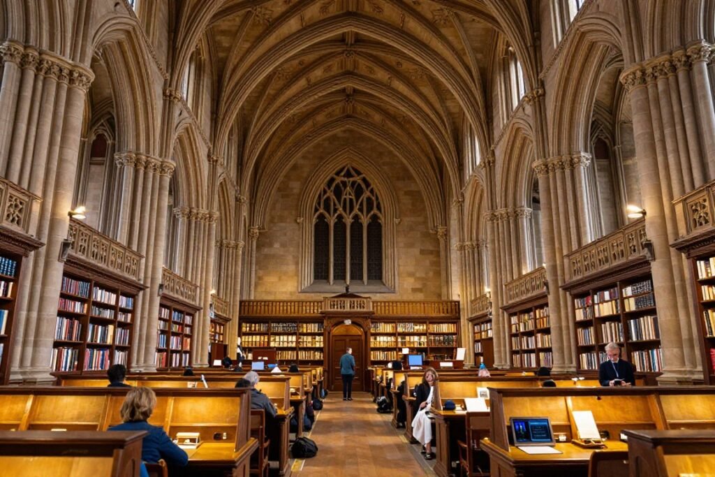John Rylands Library's neo-Gothic reading room, one of the most stunning things to do in Manchester