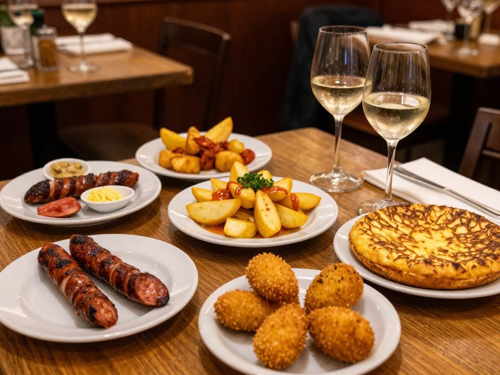 La Tapería Spanish tapas selection with wine