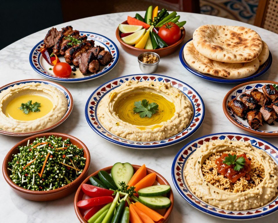 Lebanese mezze spread at Arabesque restaurant
