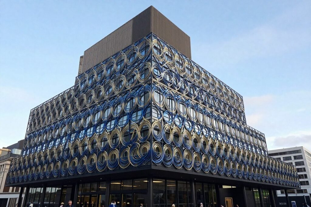 Library of Birmingham's distinctive exterior with metal lattice pattern