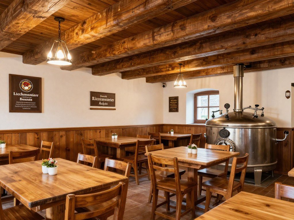 Liechtensteiner Braustube brewery restaurant interior in Schaan