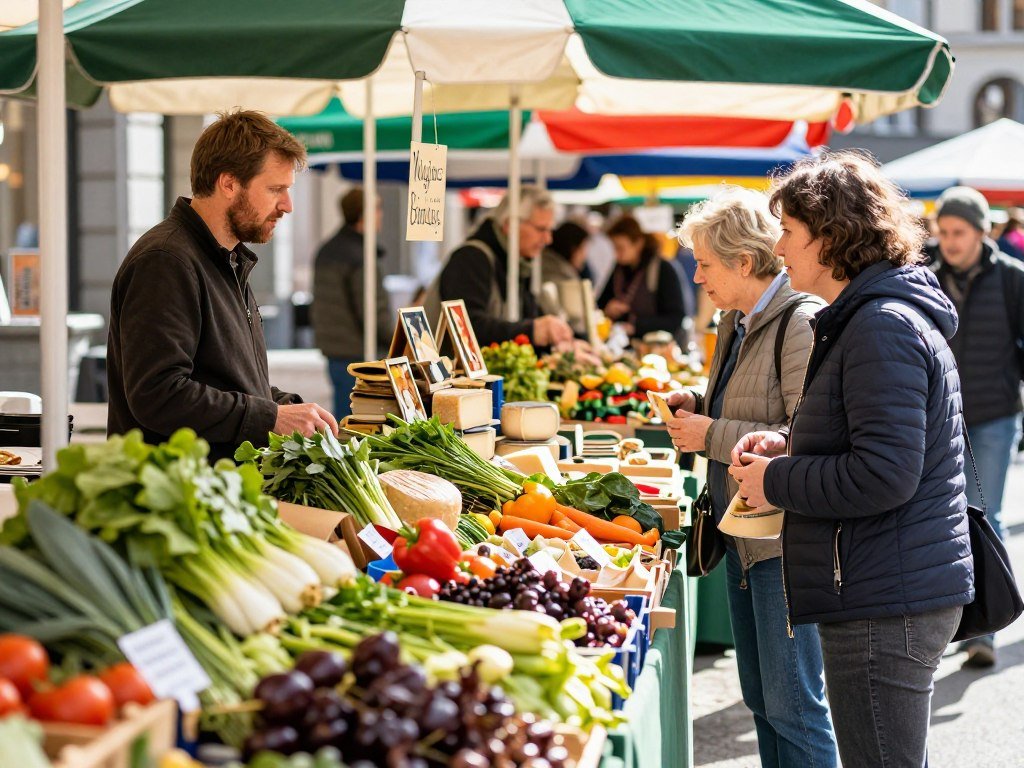 Local farmers market in Schaan with fresh produce and crafts