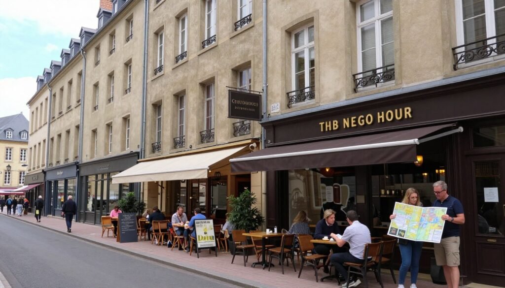 Luxembourg City restaurant district street view for orientation