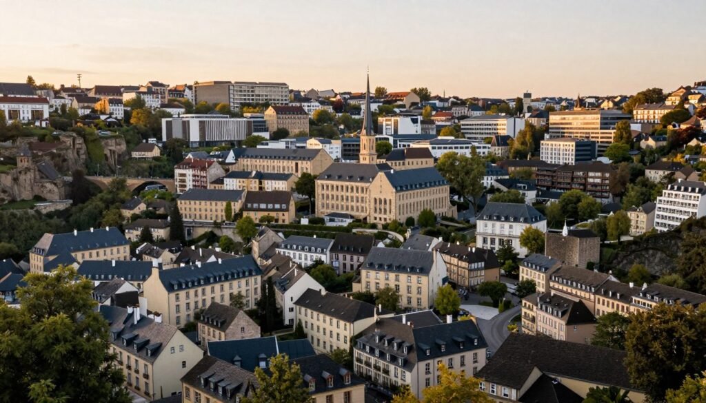 Luxembourg cityscape showing diverse neighborhoods and hotel options