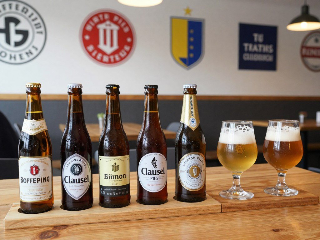 Luxembourg local beers selection at restaurant